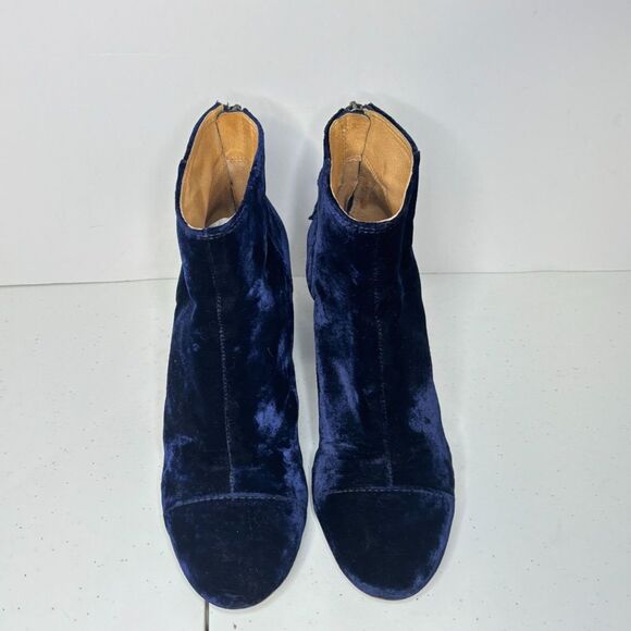 Madewell The Jillian Navy Blue Suede Leather Zip Heeled Booties Boots - Picture 3 of 8